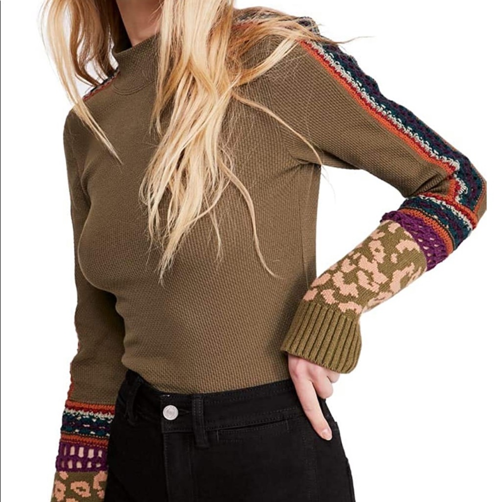 Free People thermal top green size M